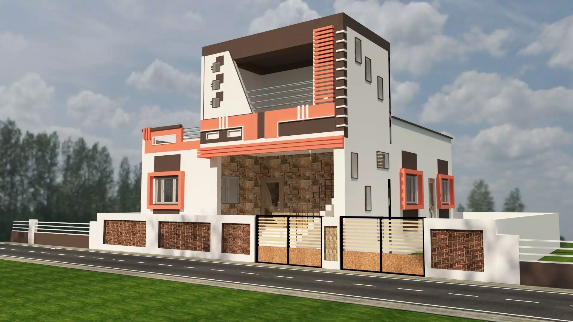 3d elevation residential 3D model_0