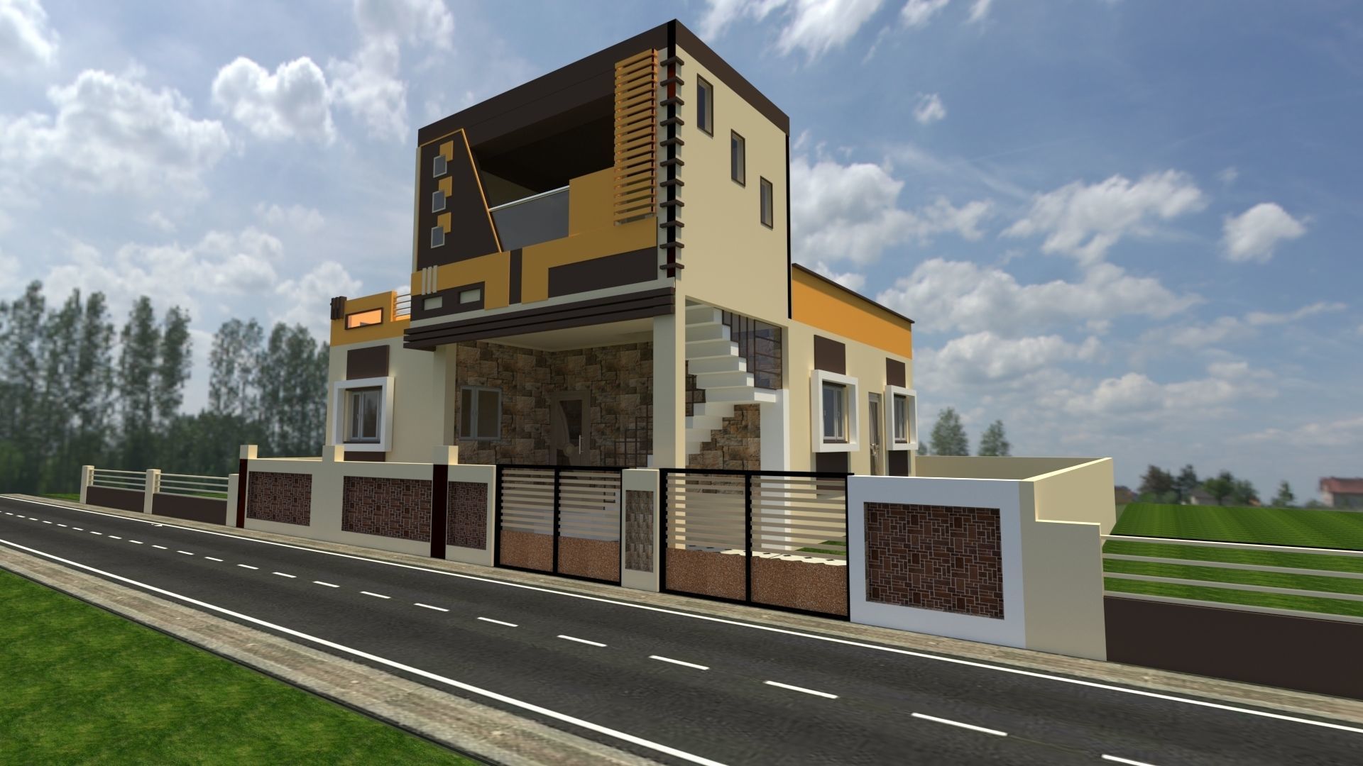 3d elevation residential 3D model_4