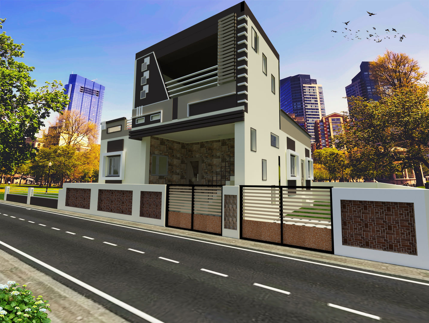 3d elevation residential 3D model_3
