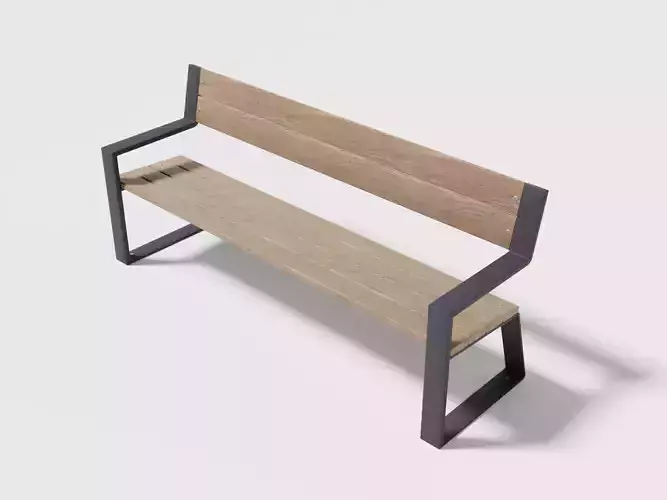 Street bench modern Low-poly 3D model