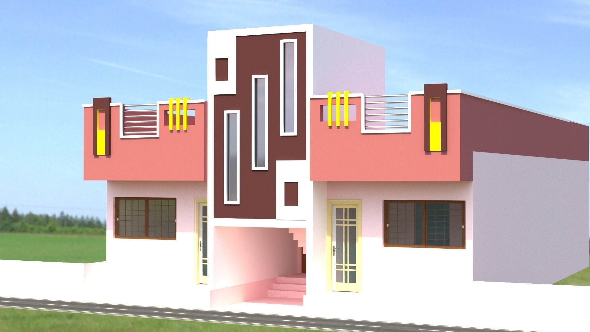 House design in hyderabad 3D model_1