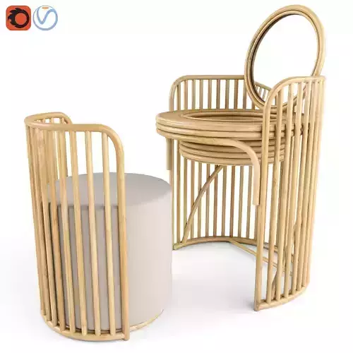 Elise Vanity And Stool Set 3D model