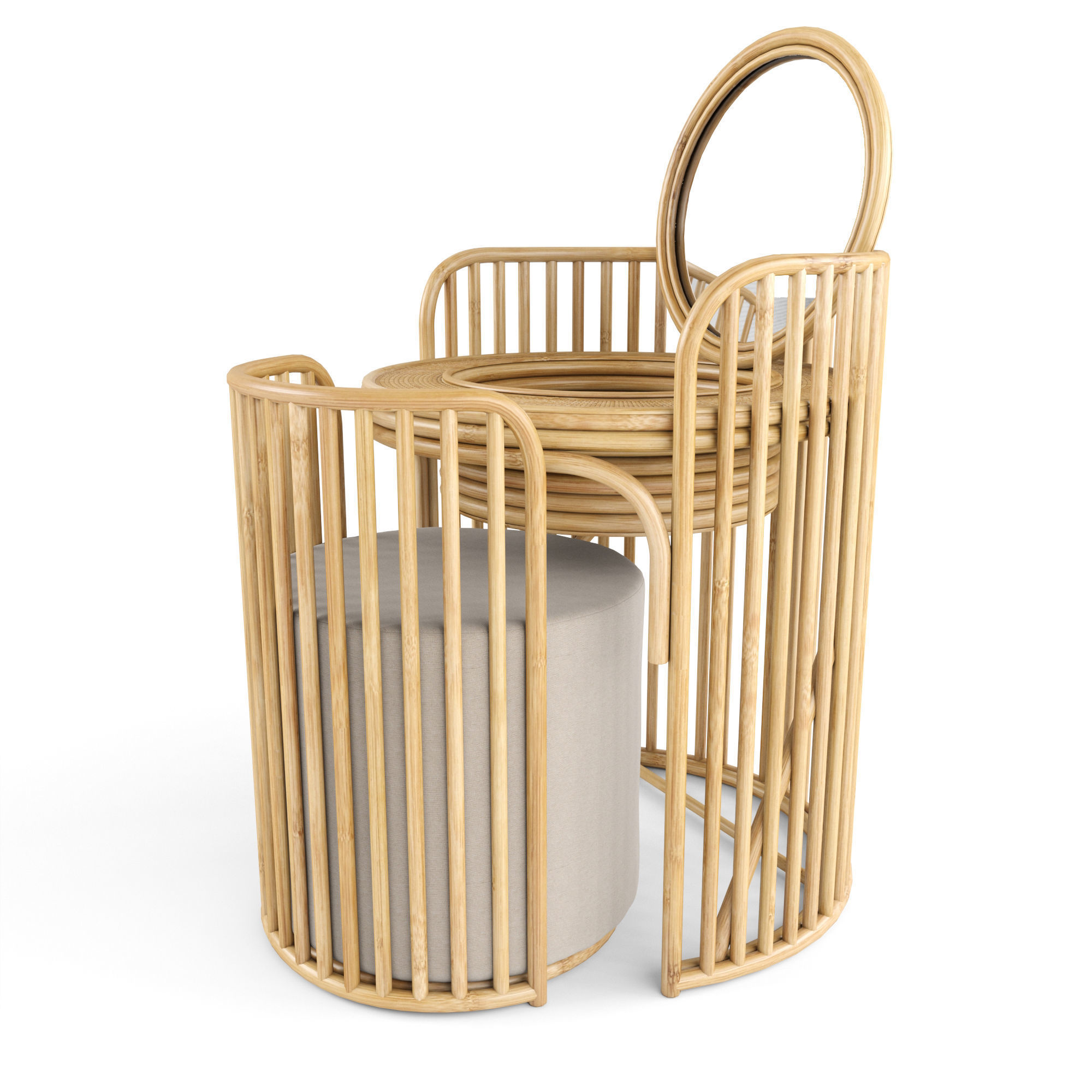 Elise Vanity And Stool Set 3D model CGTrader