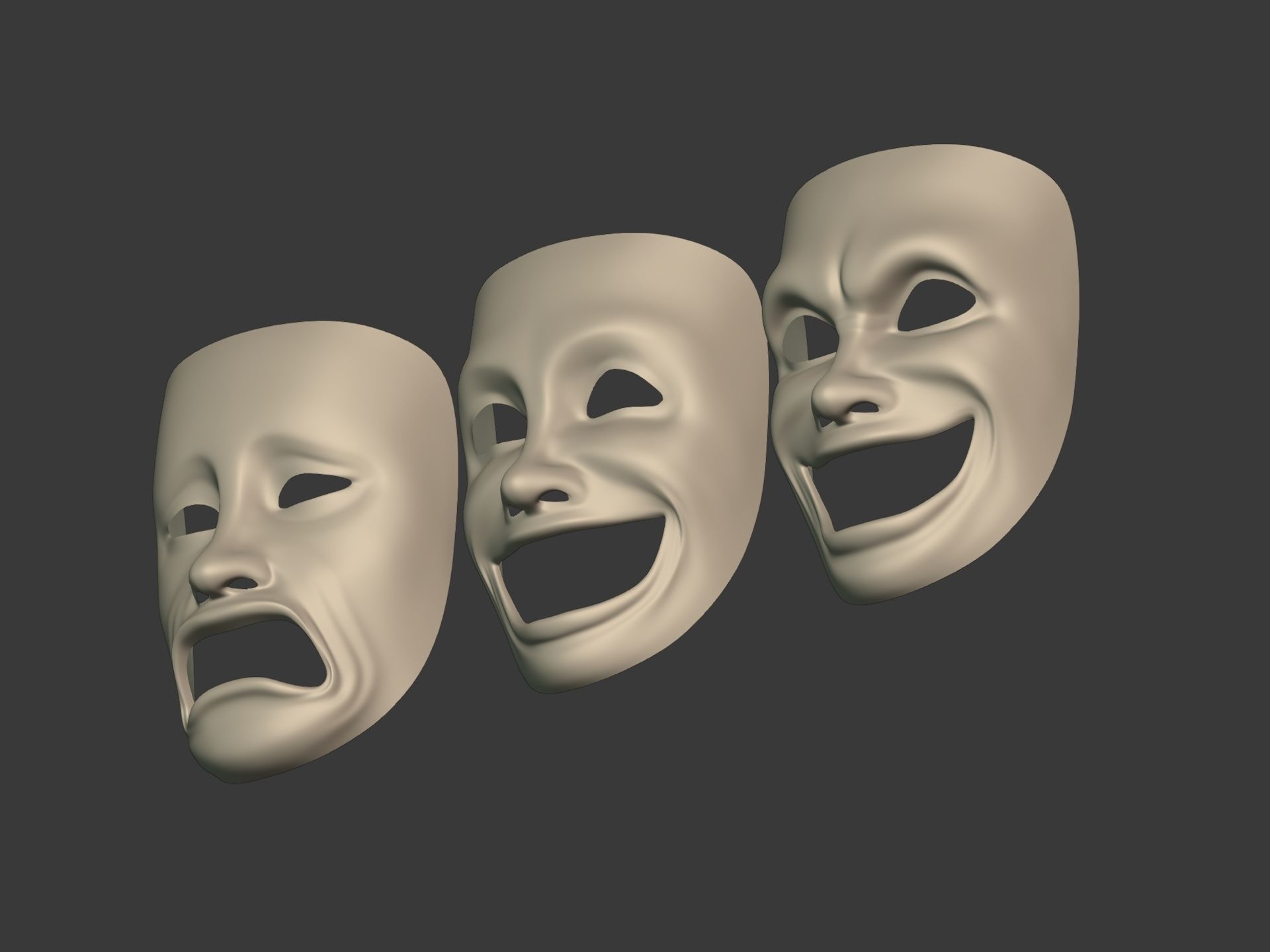 Theater Masks Low-poly 3D model_21