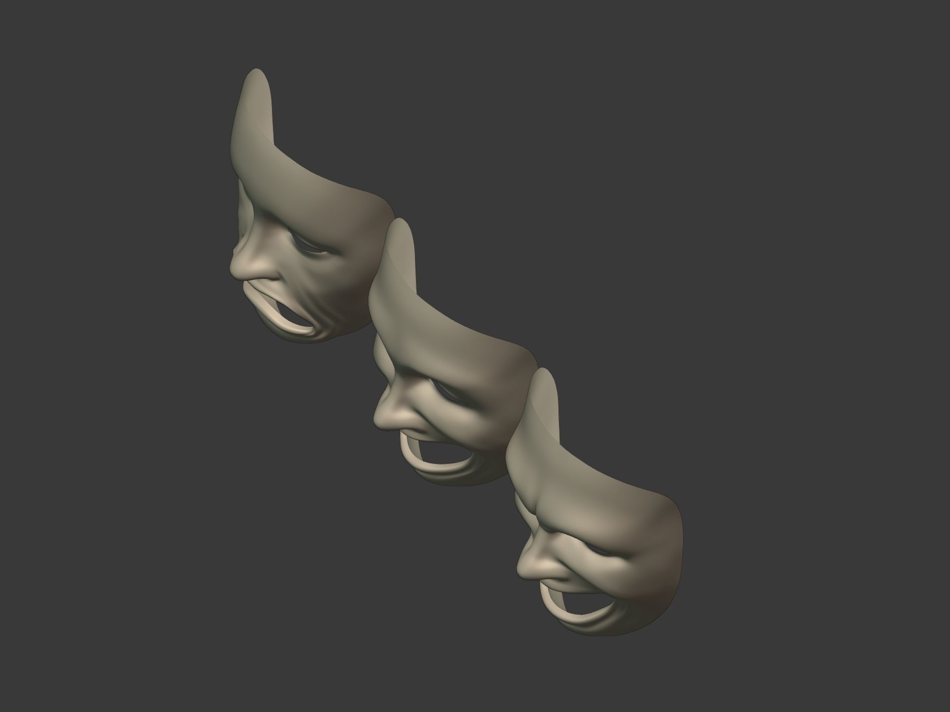 Theater Masks Low-poly 3D model_19