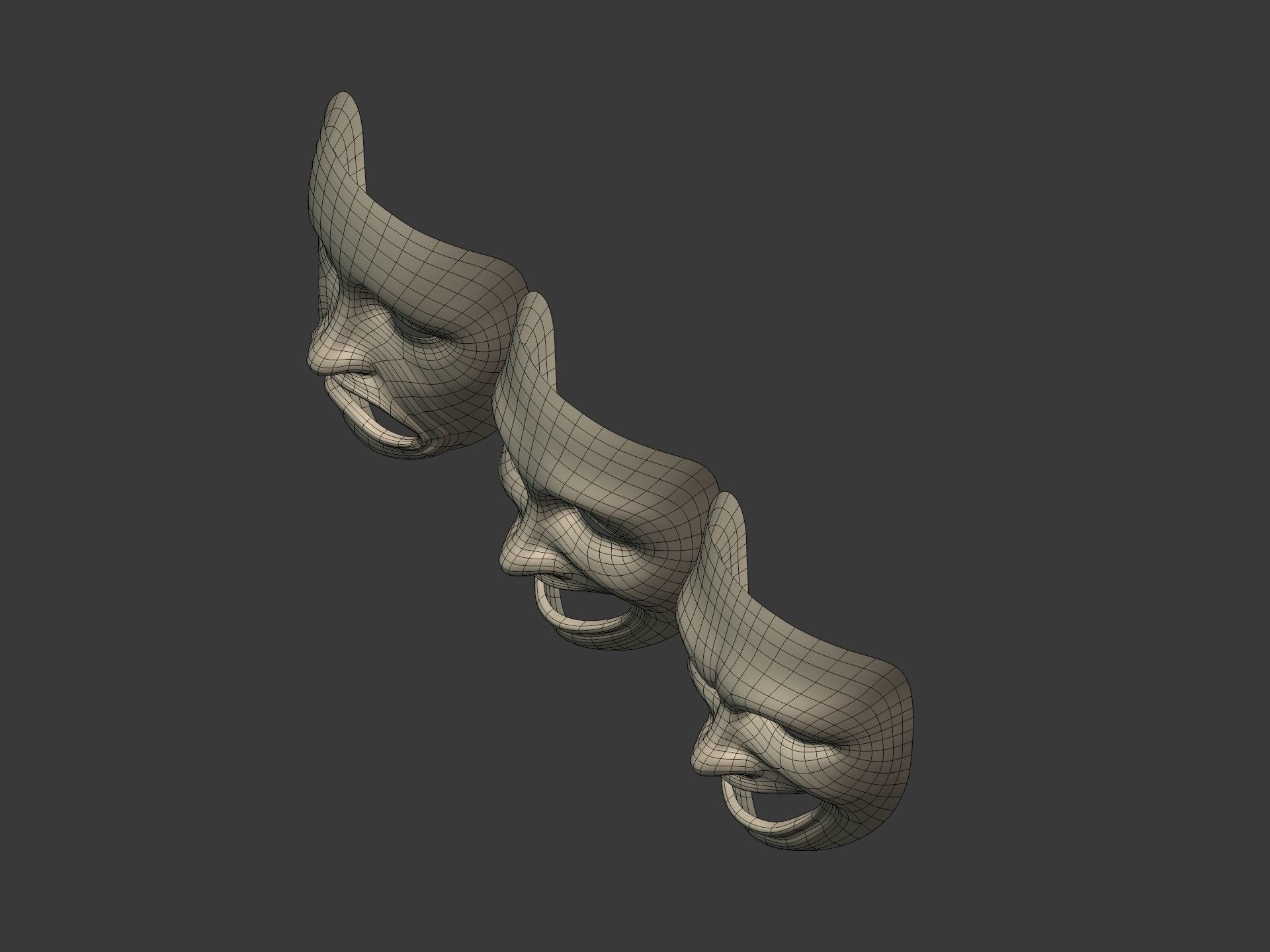 Theater Masks Low-poly 3D model_20