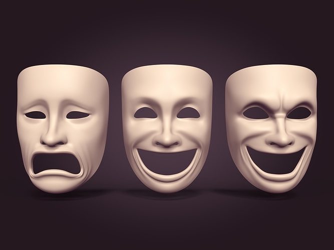 Theater Masks Low-poly 3D model