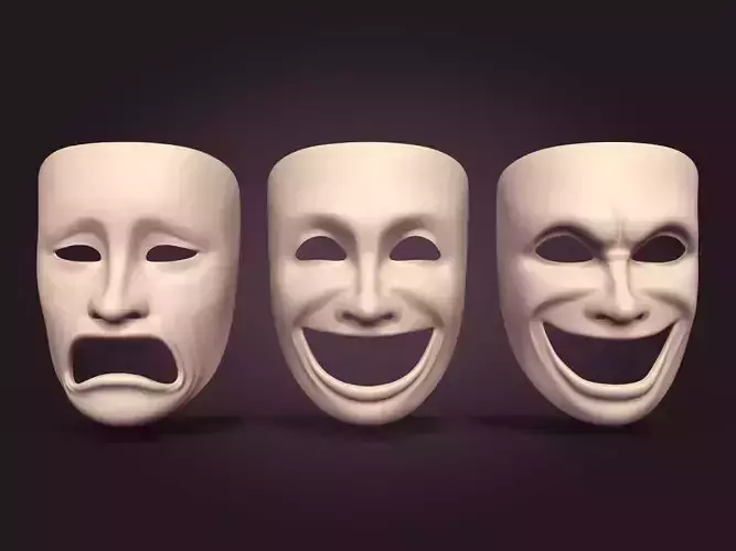 Theater Masks Low-poly 3D model