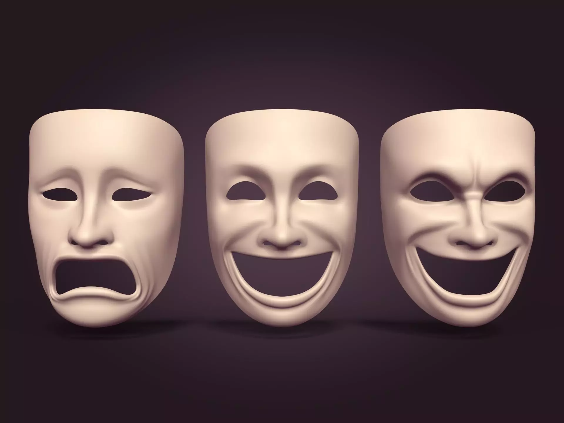 Theater Masks Low-poly 3D model_0