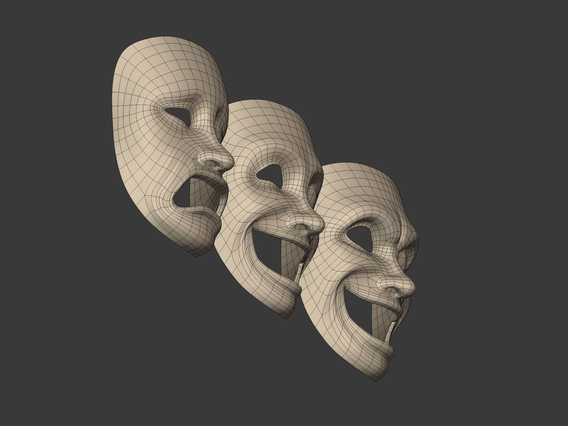 Theater Masks Low-poly 3D model_25