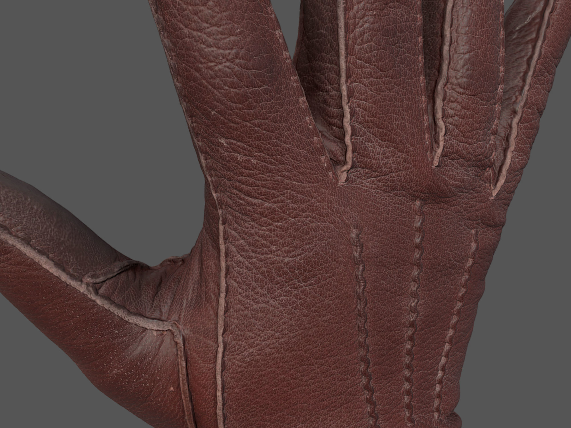 Gloves orange leather glove 3D model_3