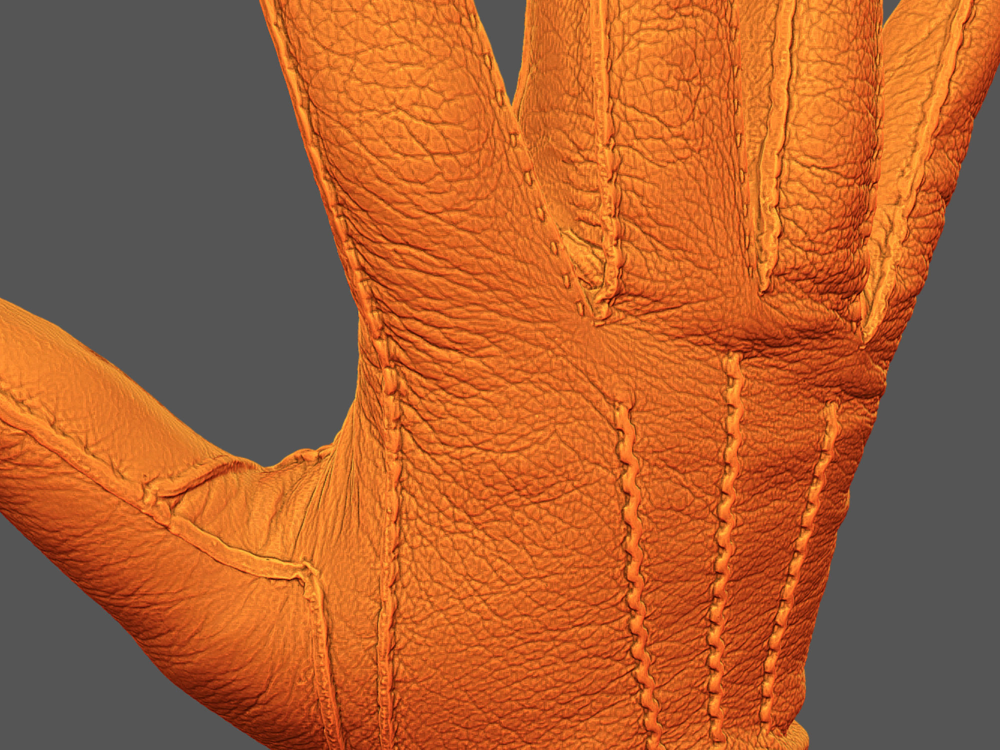 Gloves orange leather glove 3D model_4