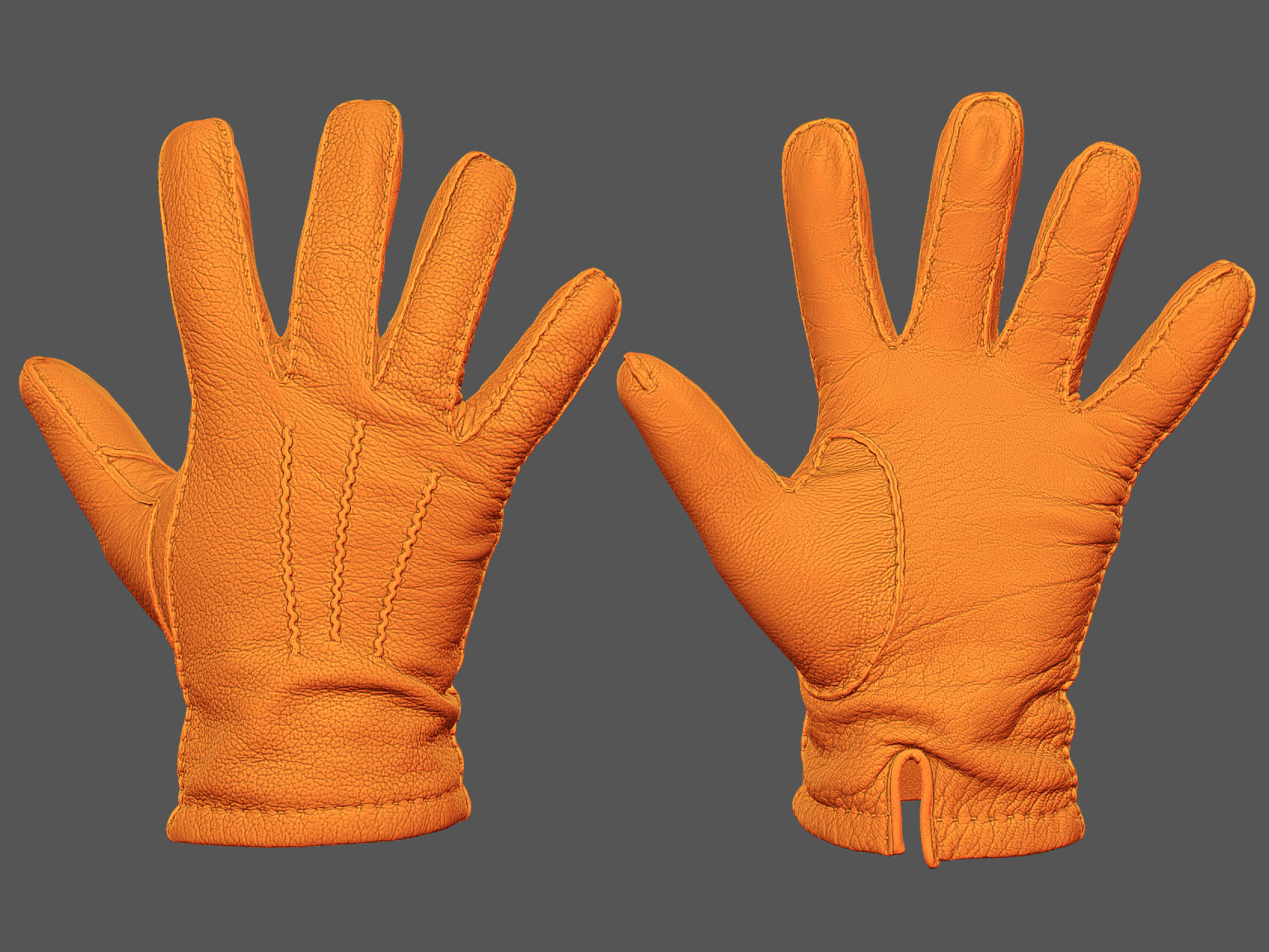 Gloves orange leather glove 3D model_1