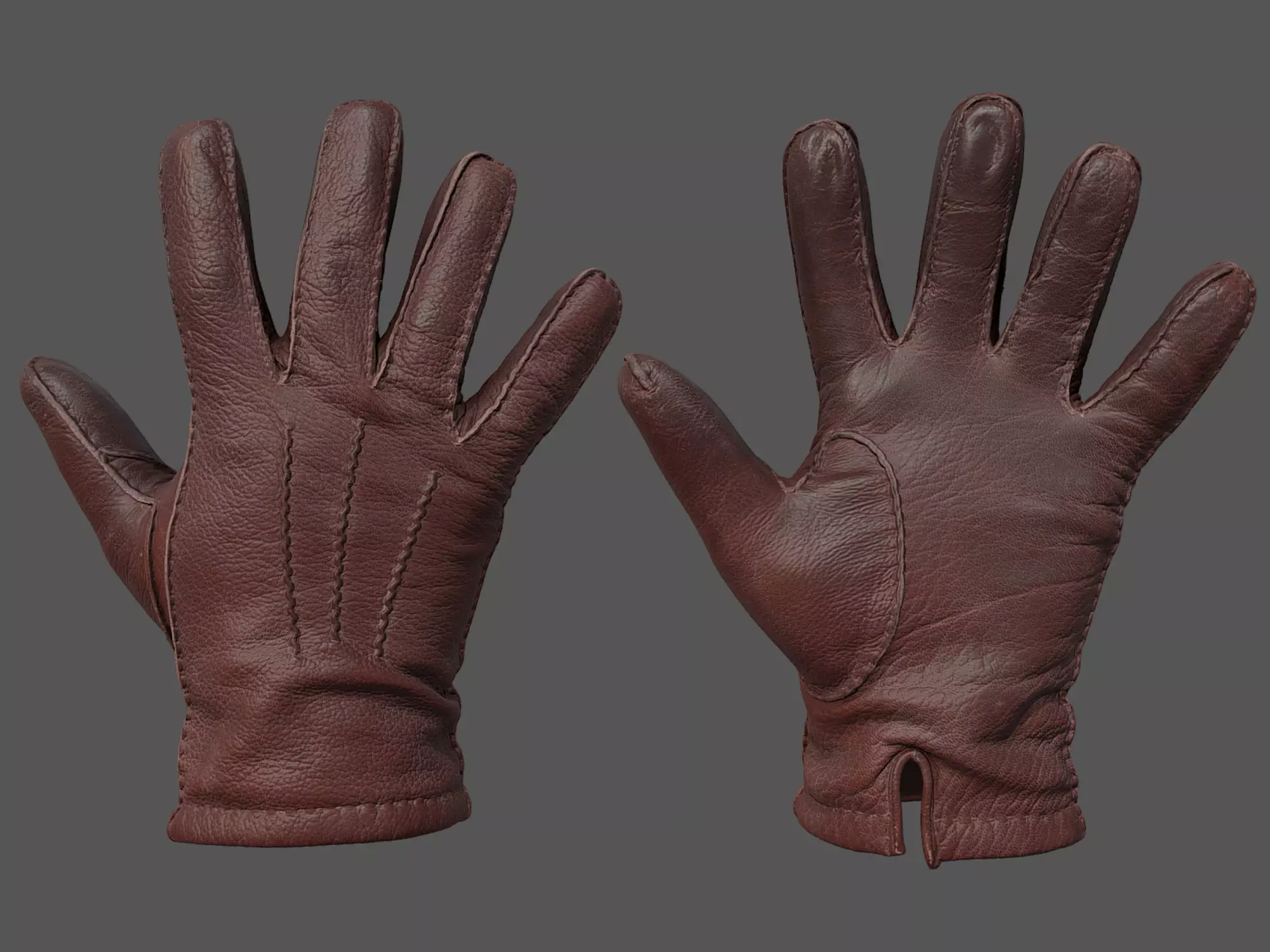 Gloves orange leather glove 3D model_0