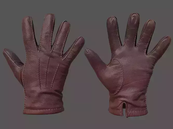 Gloves orange leather glove 3D model Gloves orange leather glove 3D model