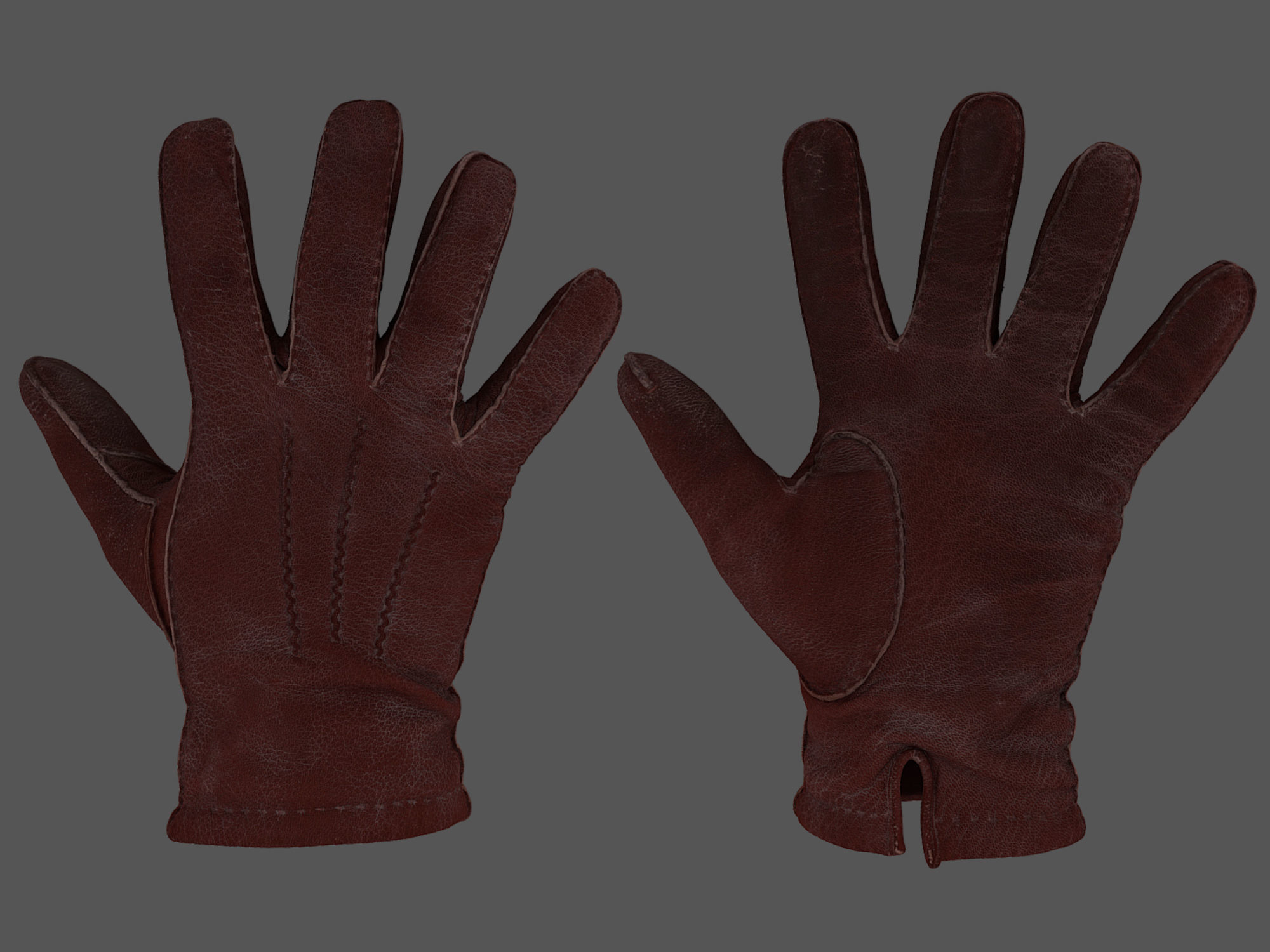 Gloves orange leather glove 3D model_2