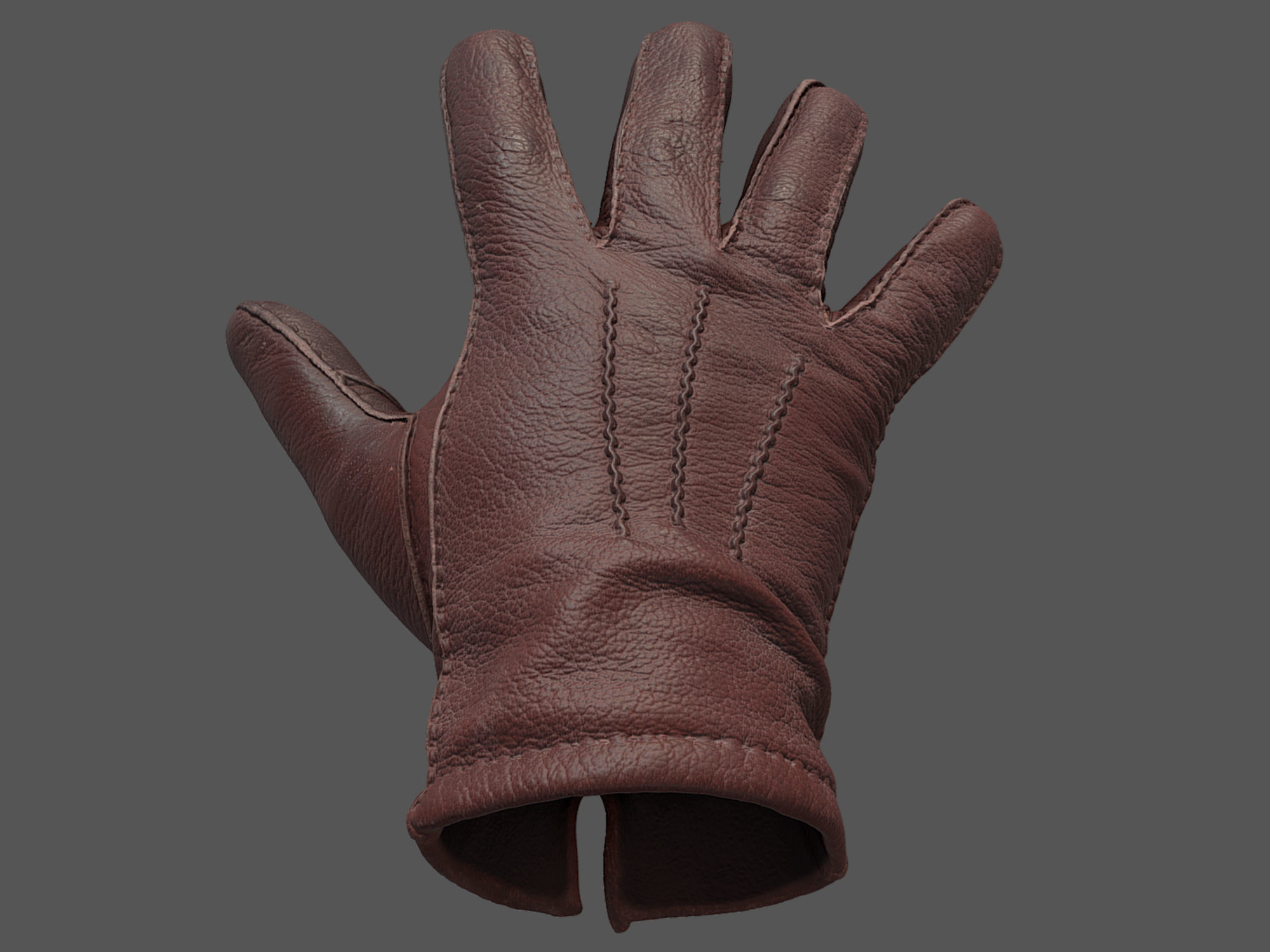 Gloves orange leather glove 3D model_11