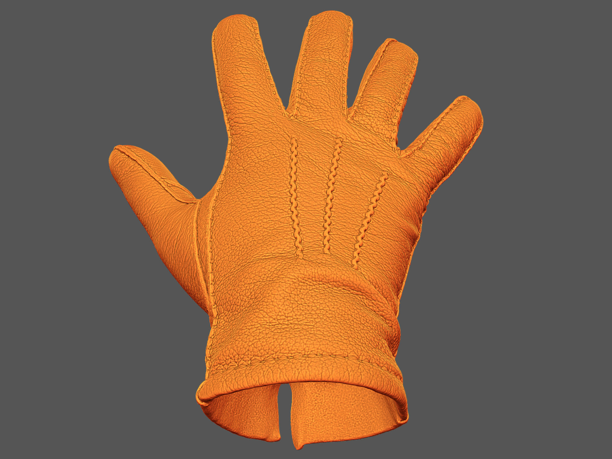 Gloves orange leather glove 3D model_12