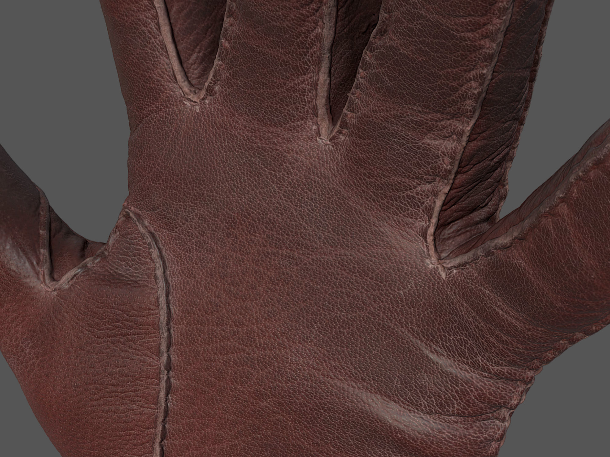 Gloves orange leather glove 3D model_5