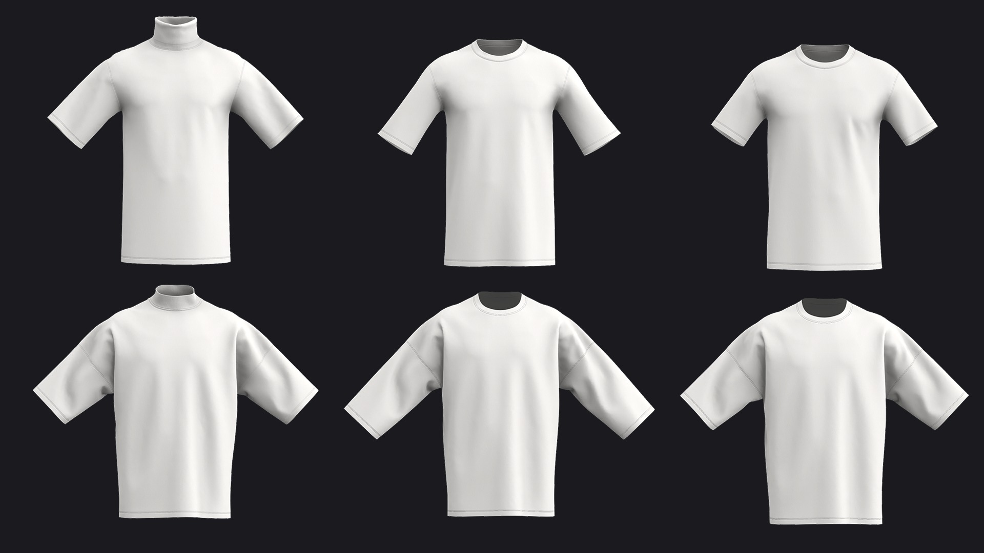 OVERSIZED T SHIRTS PACK mv2 highpoly 3D model_1