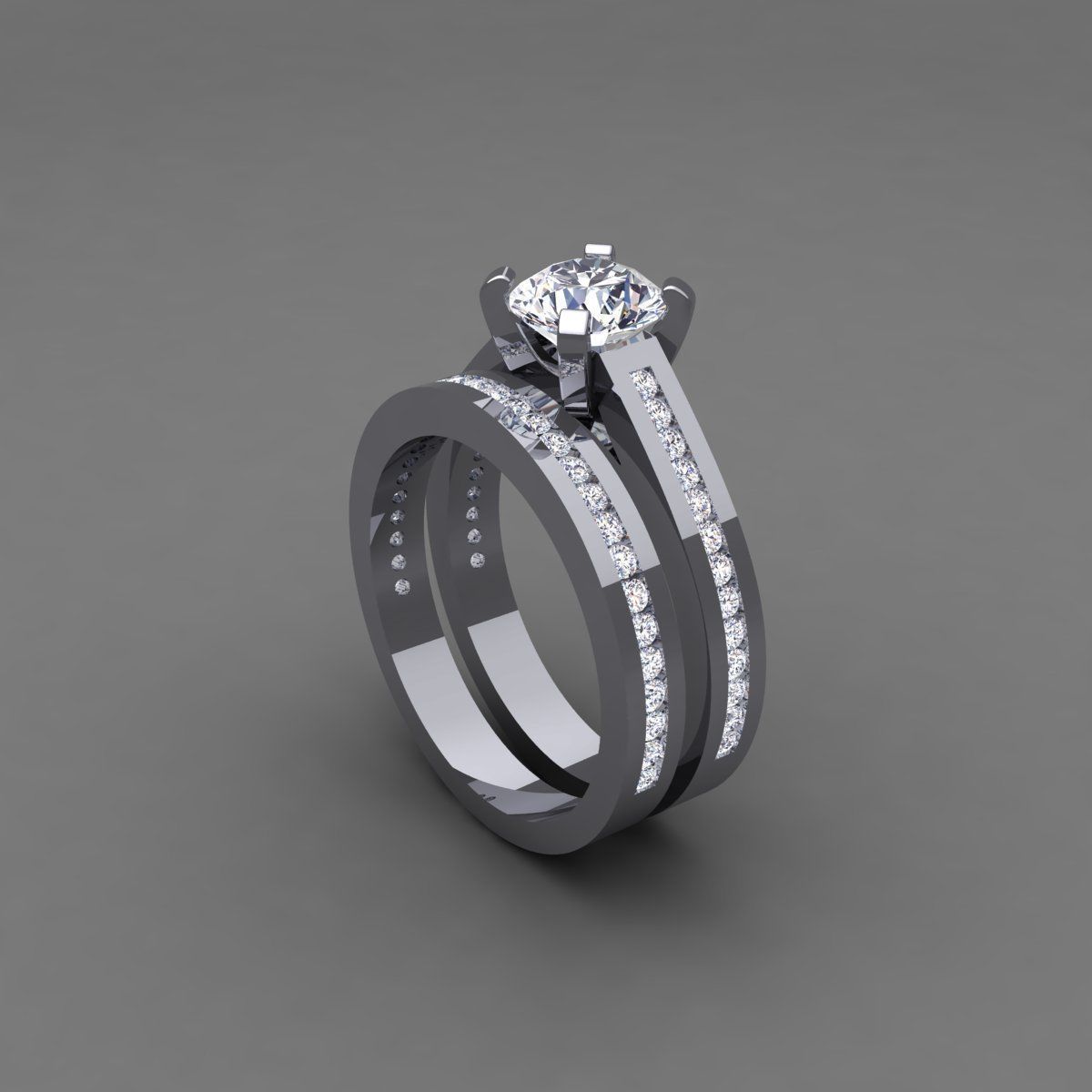 Vintage Wedding Set Ring 3d Model 3D print model_11