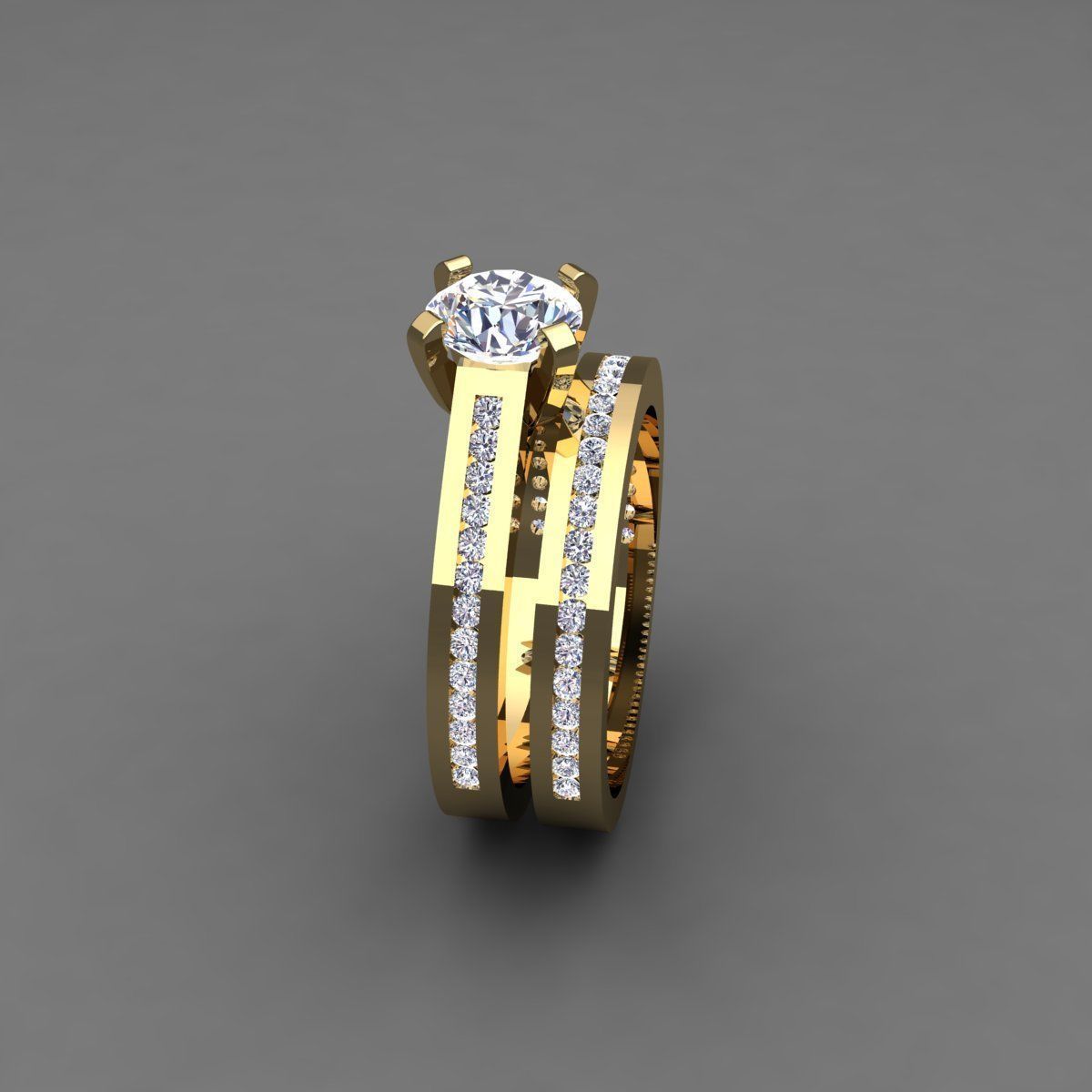 Vintage Wedding Set Ring 3d Model 3D print model_3