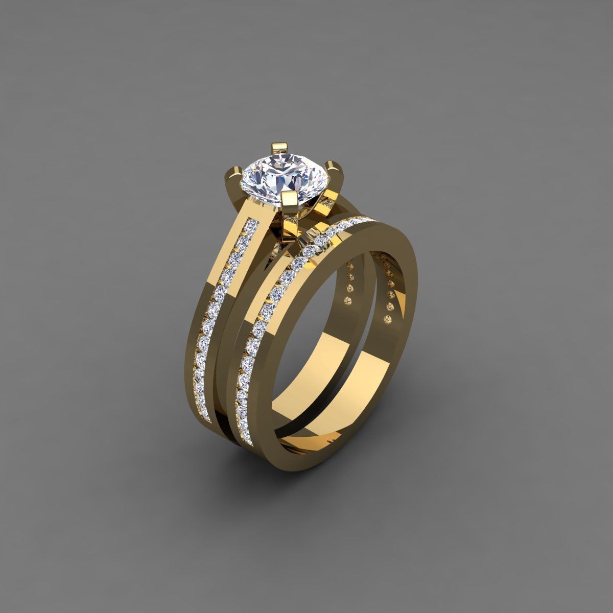 Vintage Wedding Set Ring 3d Model 3D print model_9
