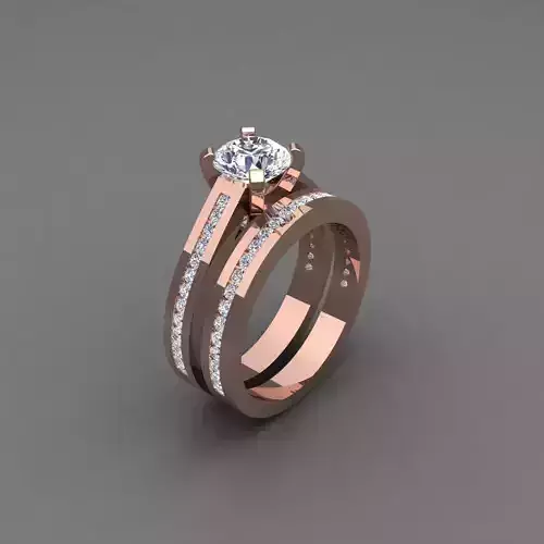 Vintage Wedding Set Ring 3d Model 