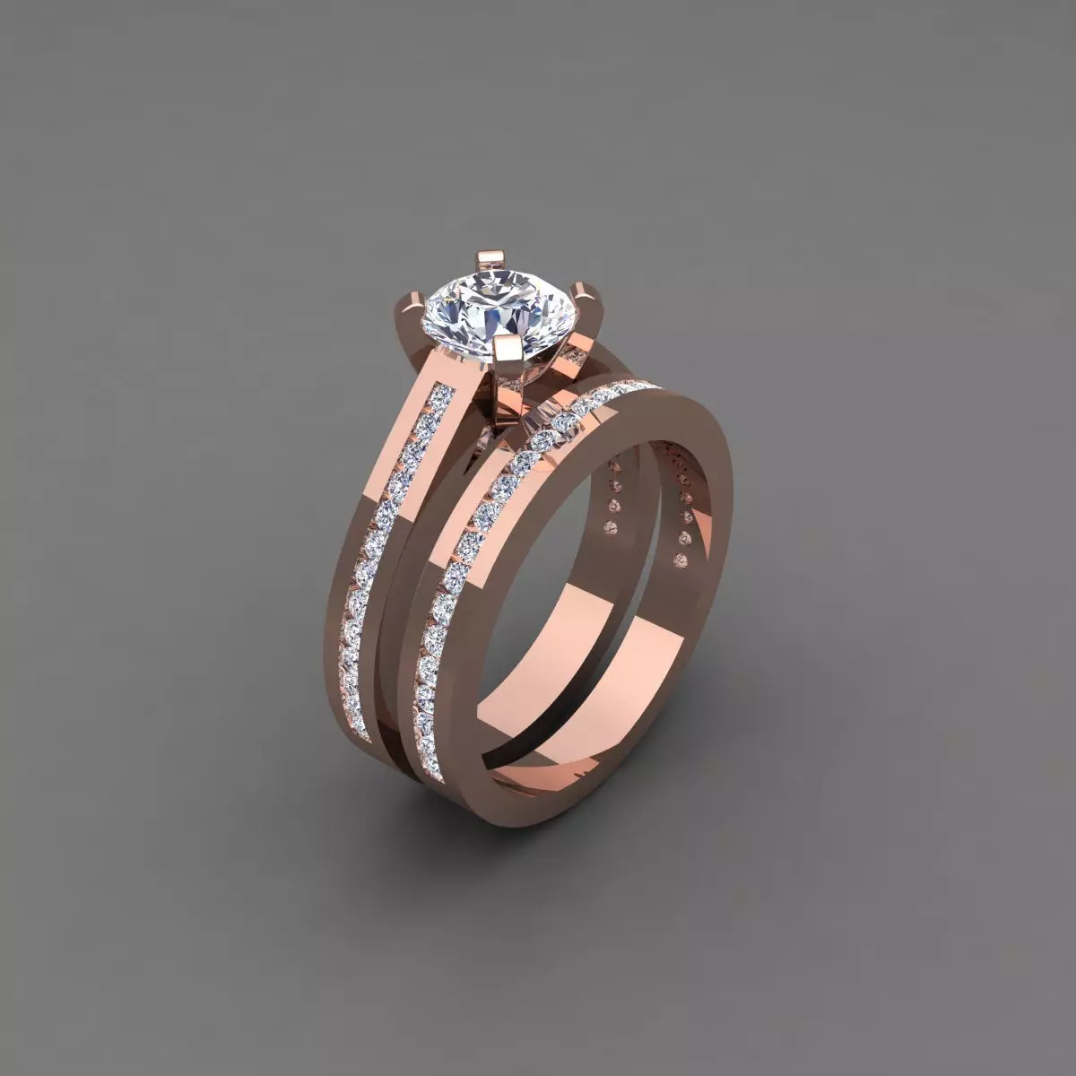 Vintage Wedding Set Ring 3d Model 3D print model_0