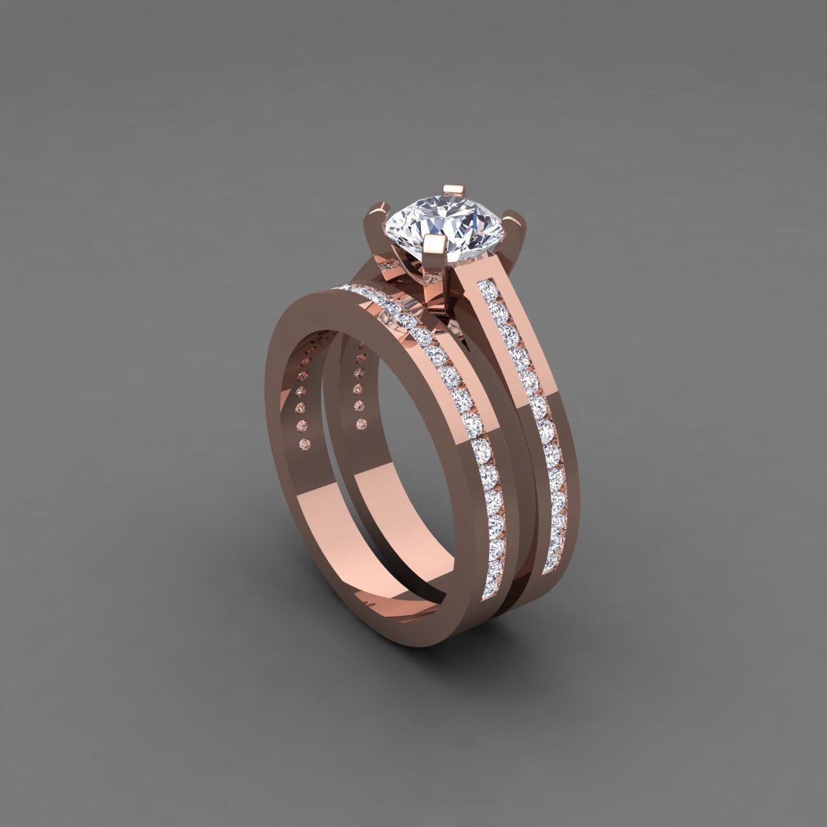 Vintage Wedding Set Ring 3d Model 3D print model_10
