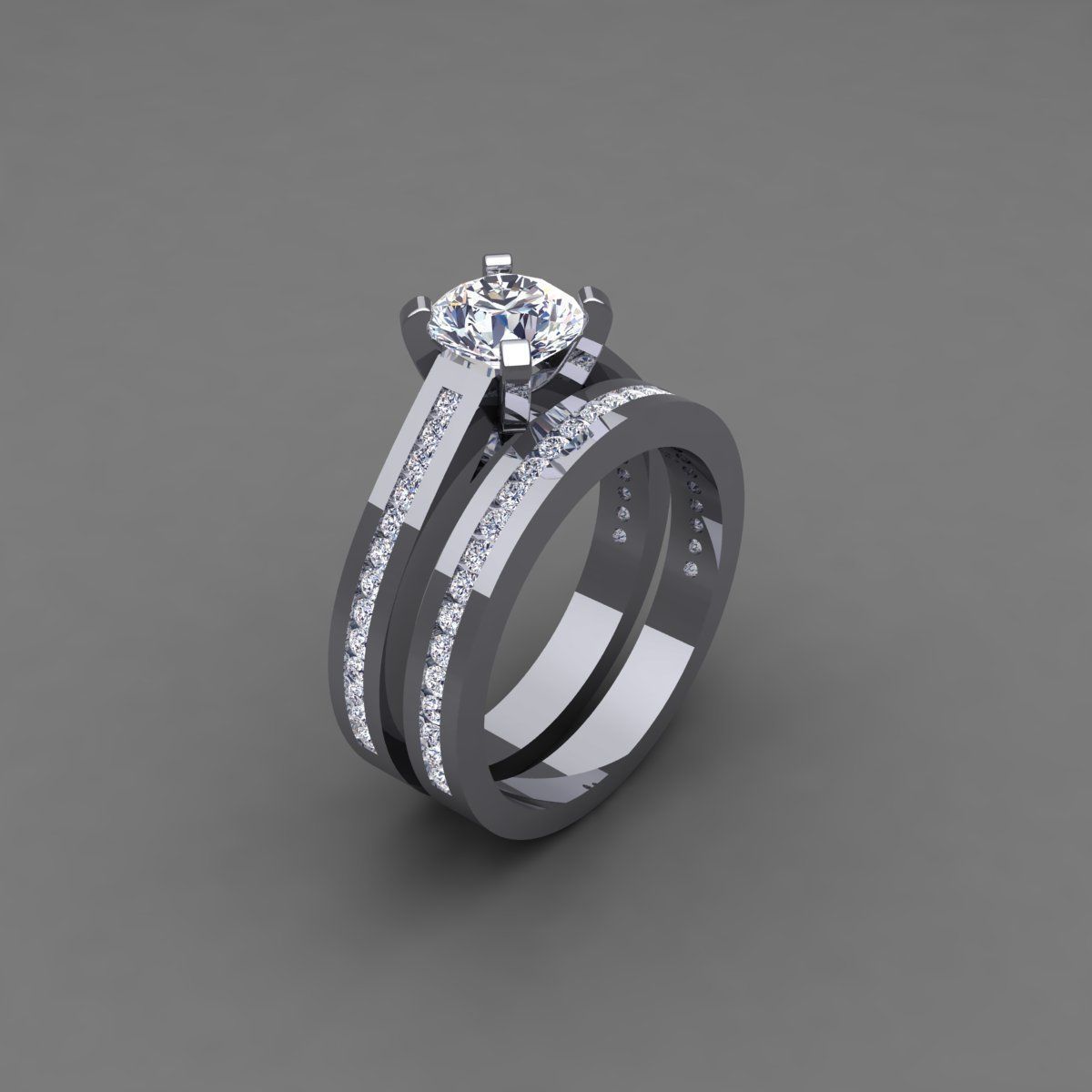 Vintage Wedding Set Ring 3d Model 3D print model_1