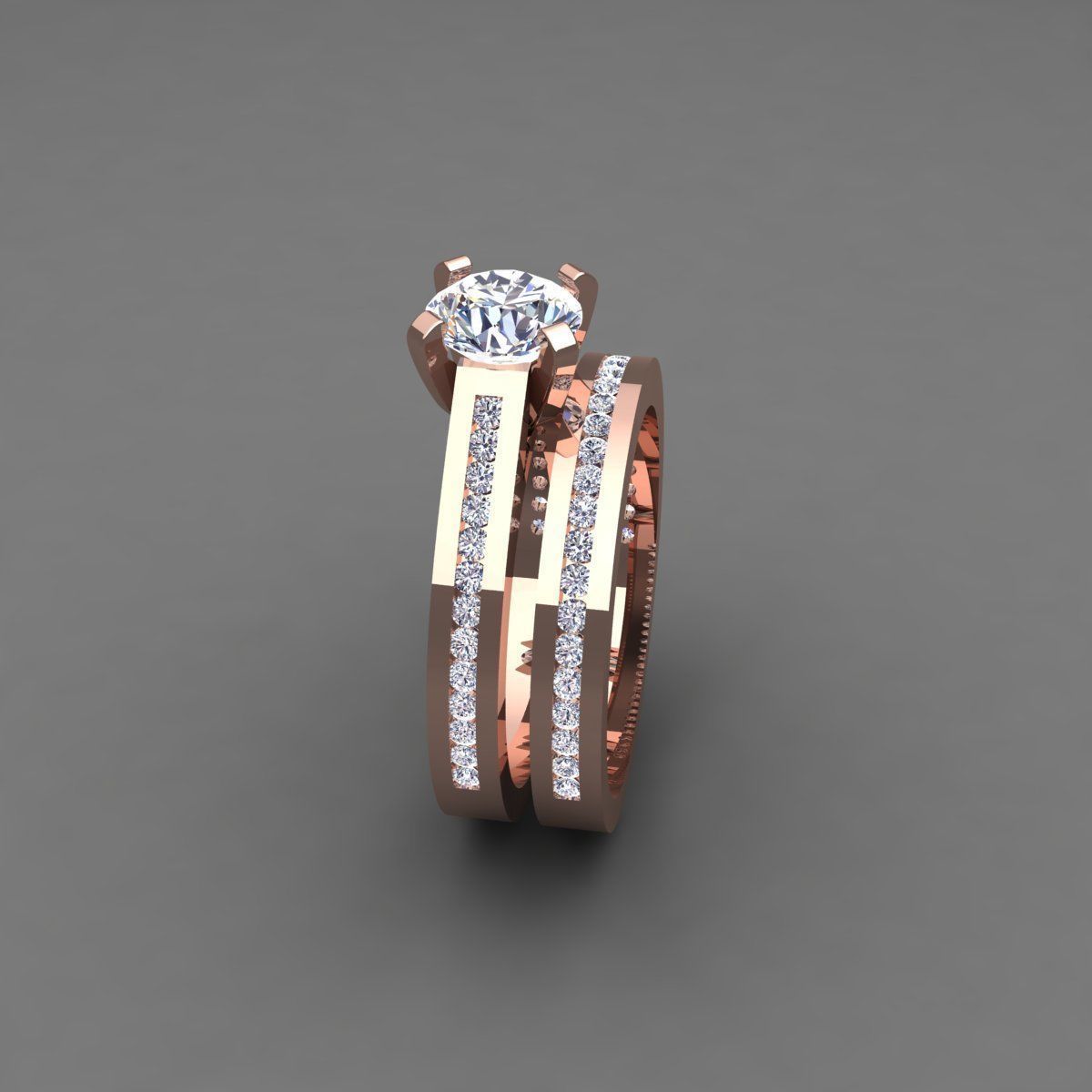 Vintage Wedding Set Ring 3d Model 3D print model_4