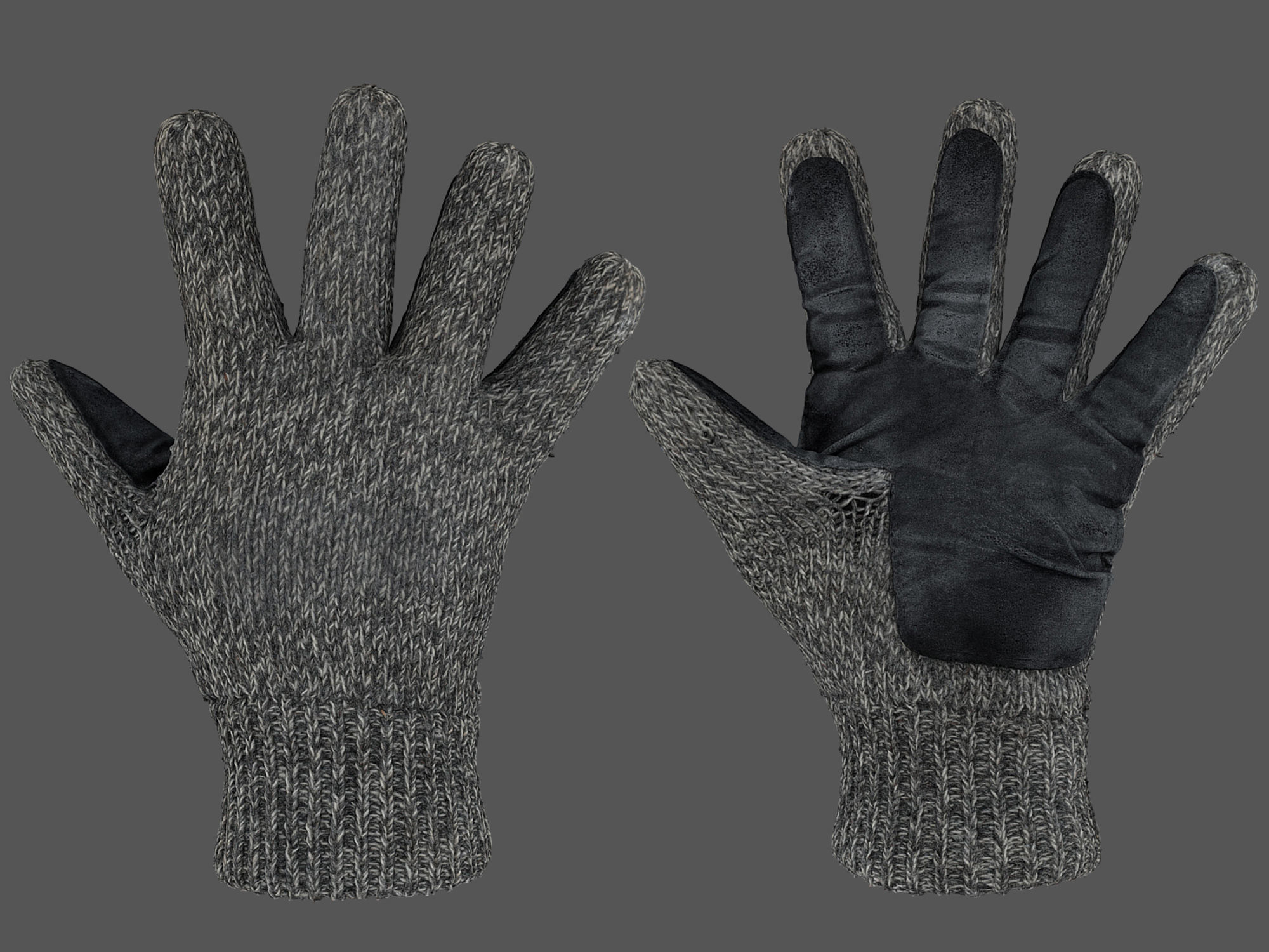 Gloves pair of orange 3D model_2