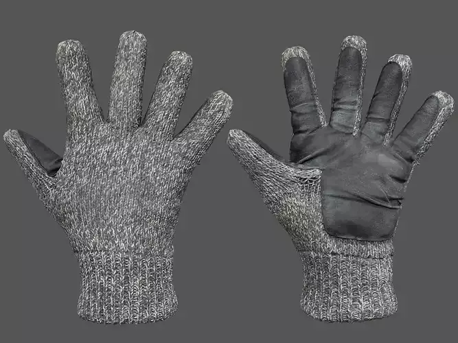 Gloves pair of orange 3D model