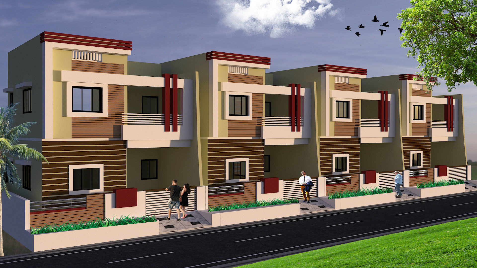 Row house  3D model_1