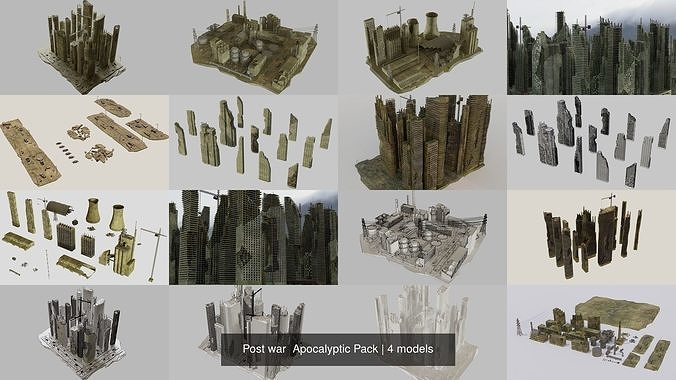 Post war  Apocalyptic Pack 3D Model Collection