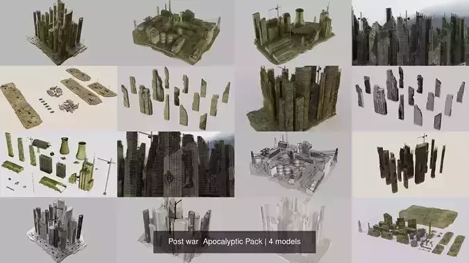 Post war  Apocalyptic Pack 3D Model Collection