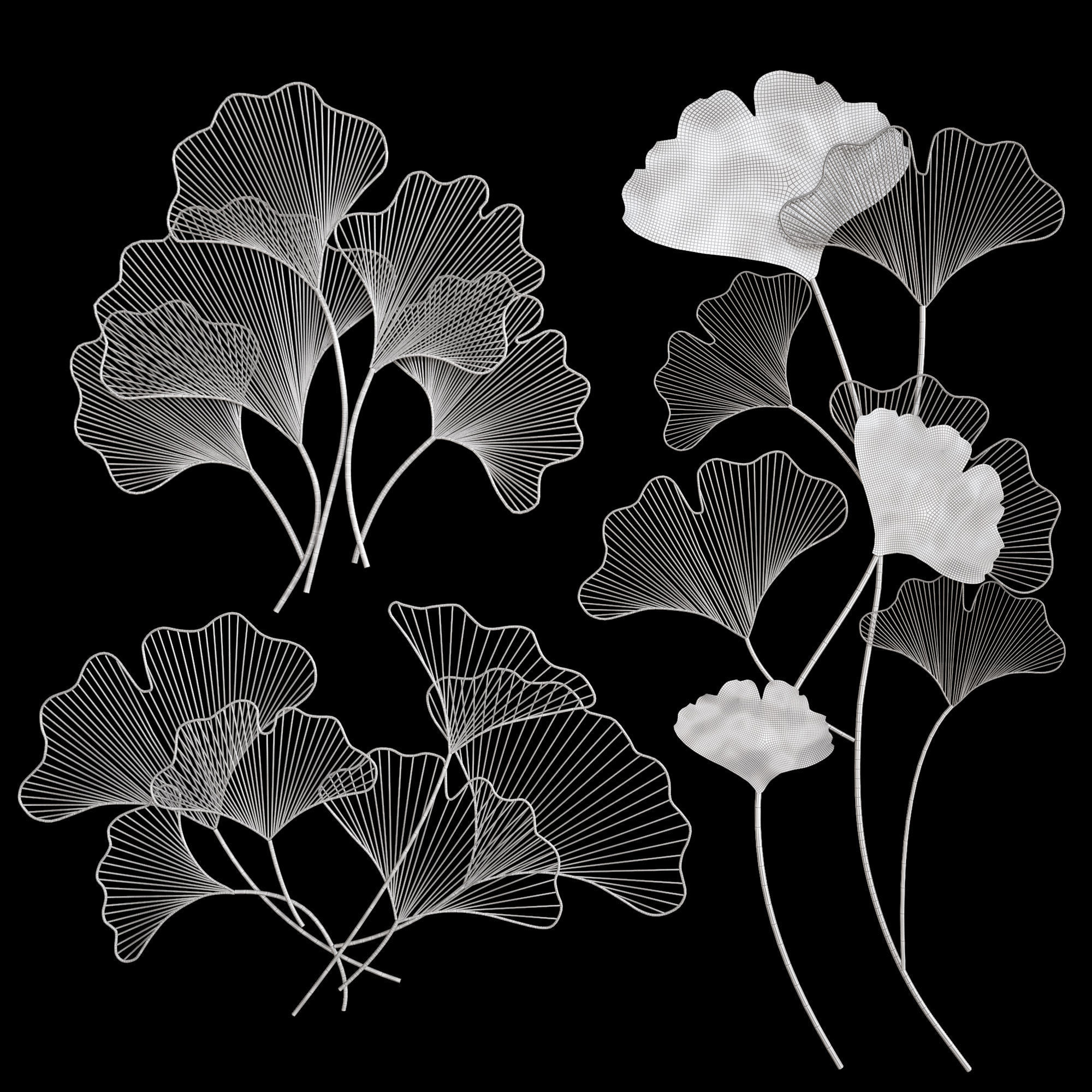 Ginkgo wall decor 2 3D model_4