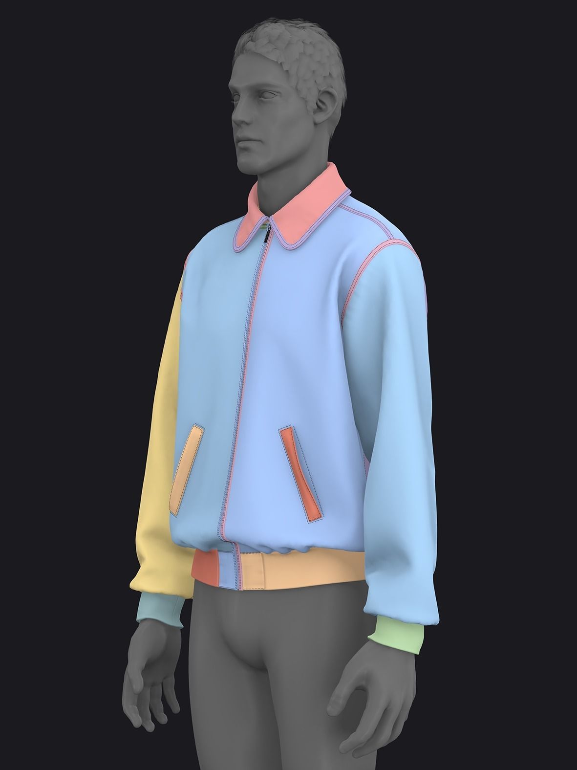 LEATHER BOMBER JACKET mv2 highpoly 3D model_3