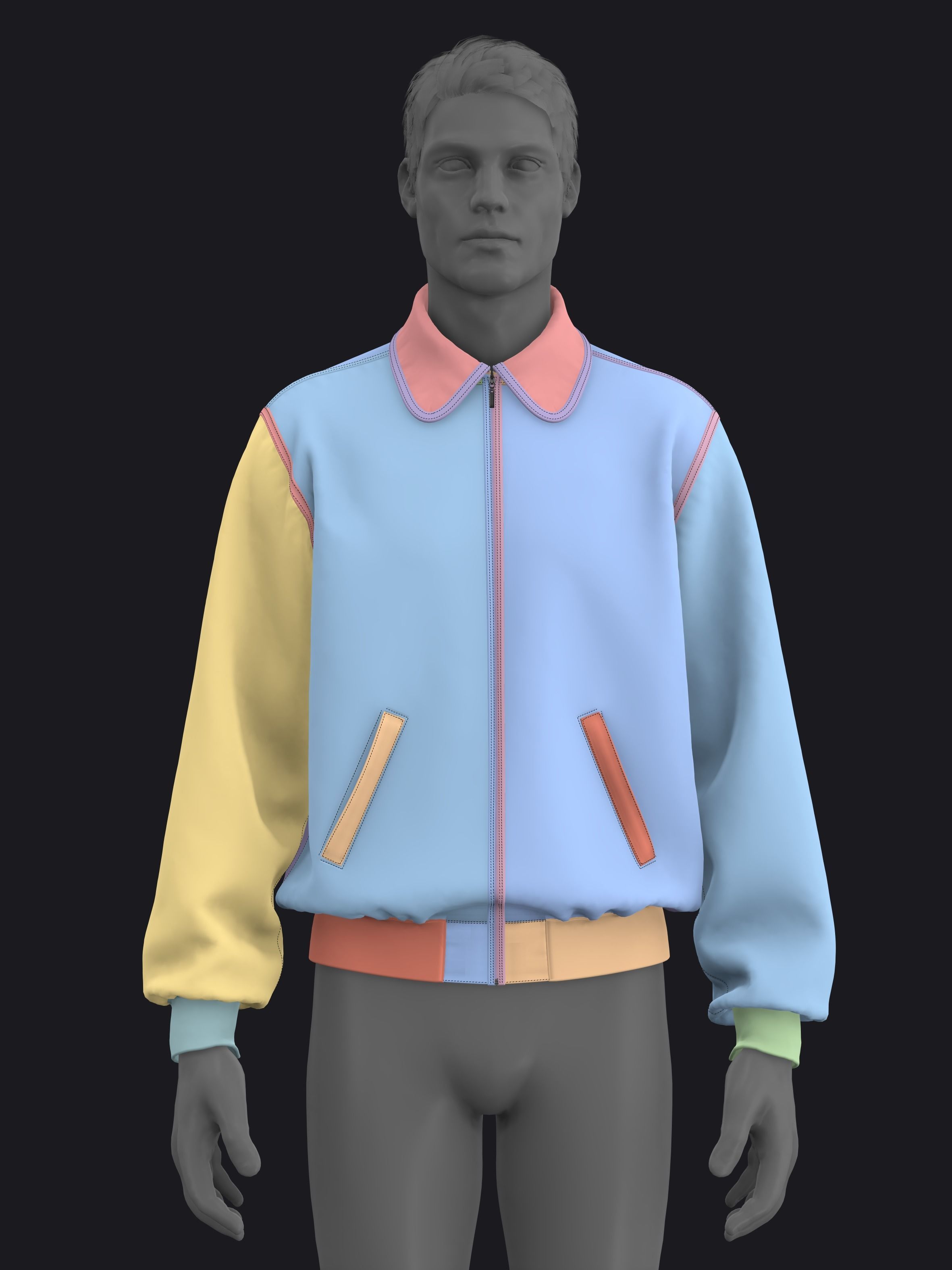 LEATHER BOMBER JACKET mv2 highpoly 3D model_2