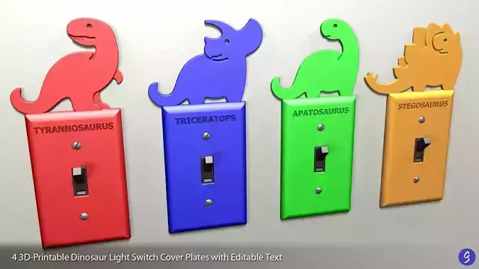 Dinosaur Light Switch Cover Plates with Editable Text