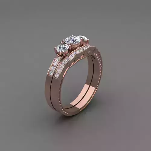 Vintage Wedding Set Ring 3d Model 