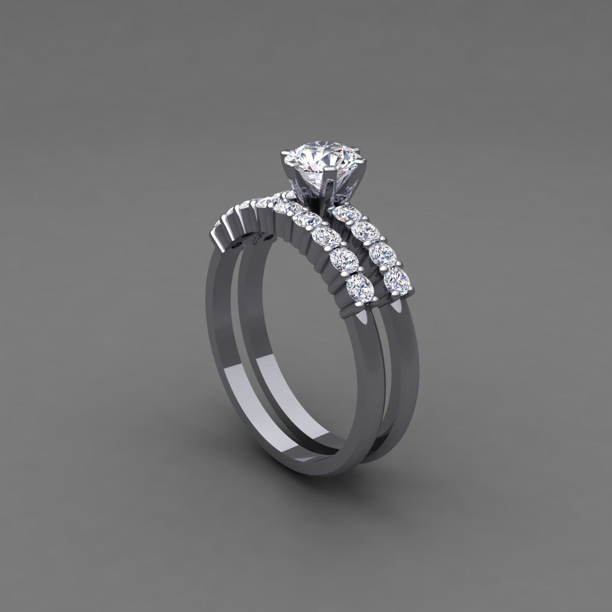 Vintage Wedding Set Ring 3d model 3D print model_12