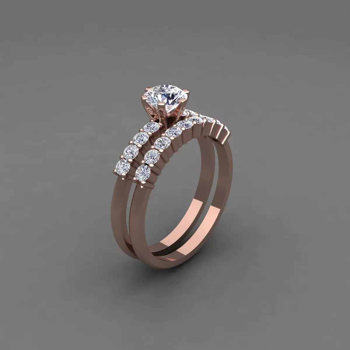 Vintage Wedding Set Ring 3d model 3D print model_0