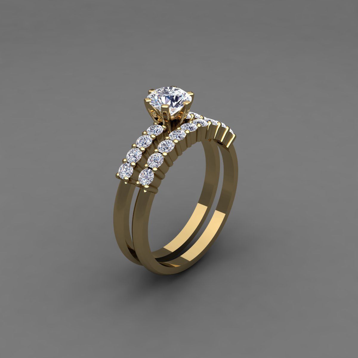 Vintage Wedding Set Ring 3d model 3D print model_1