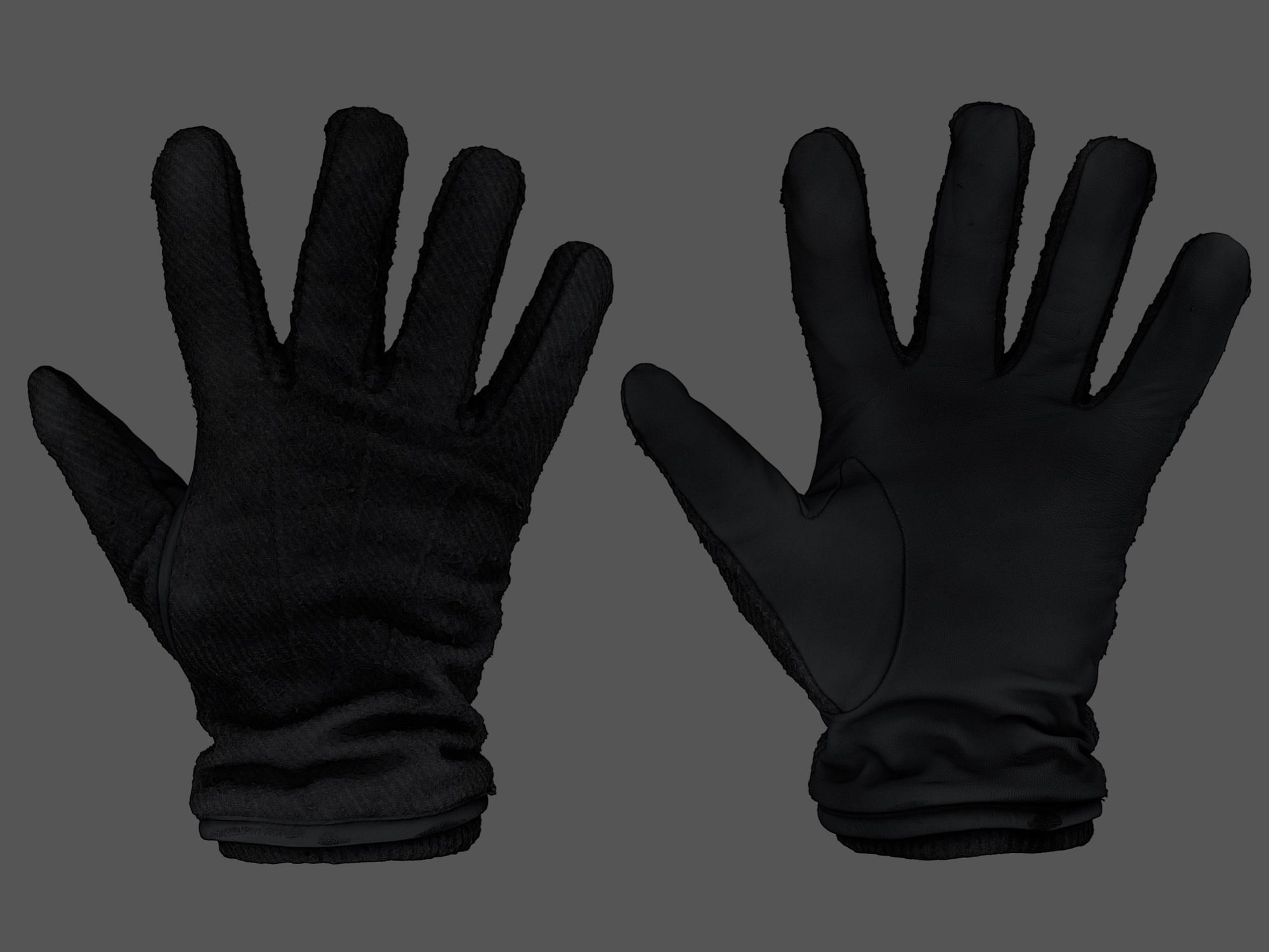 Gloves pair of orange 3D model_2