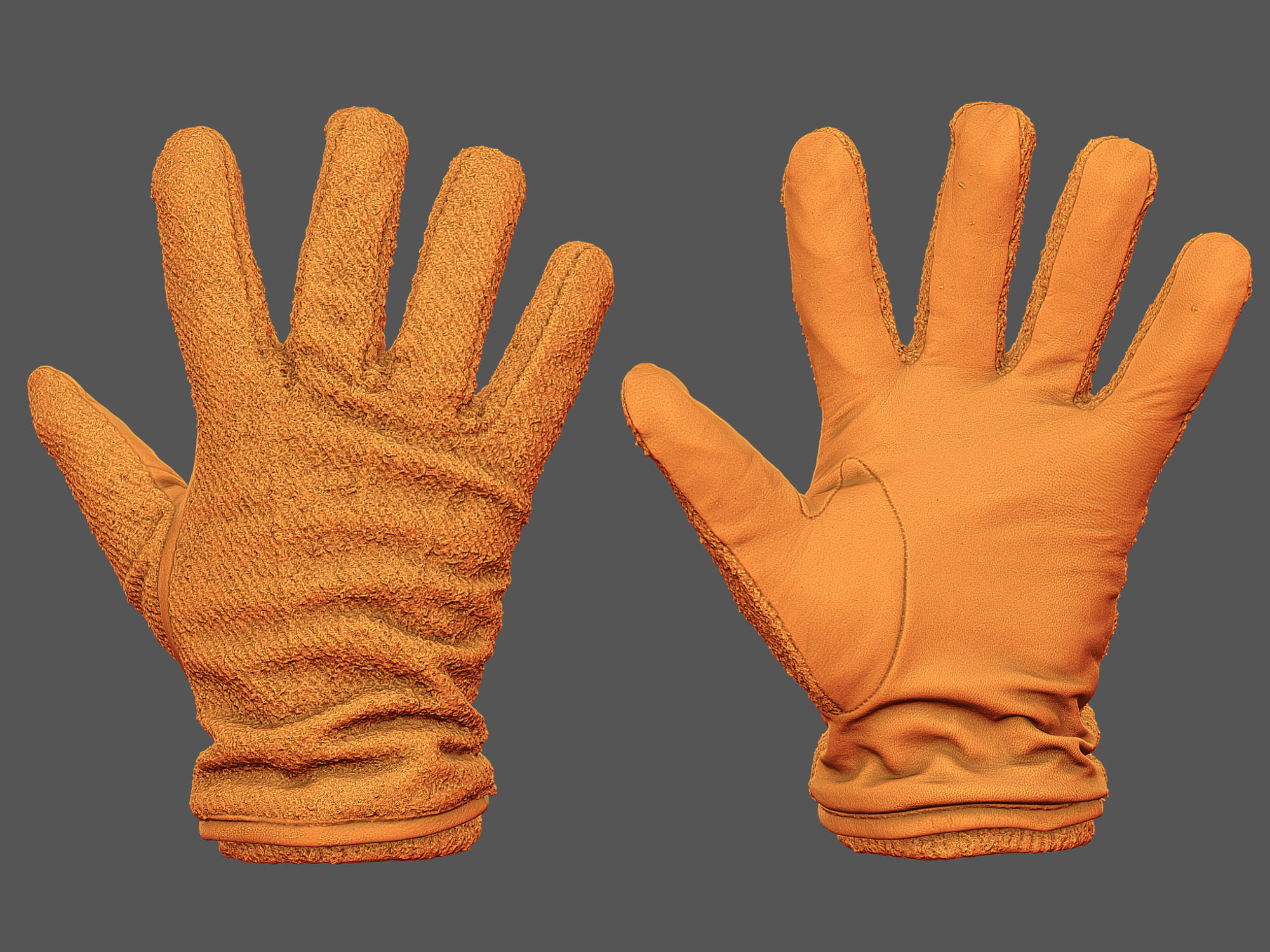 Gloves pair of orange 3D model_1
