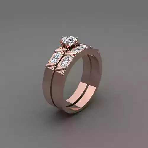Vintage Wedding Set Ring 3d model 