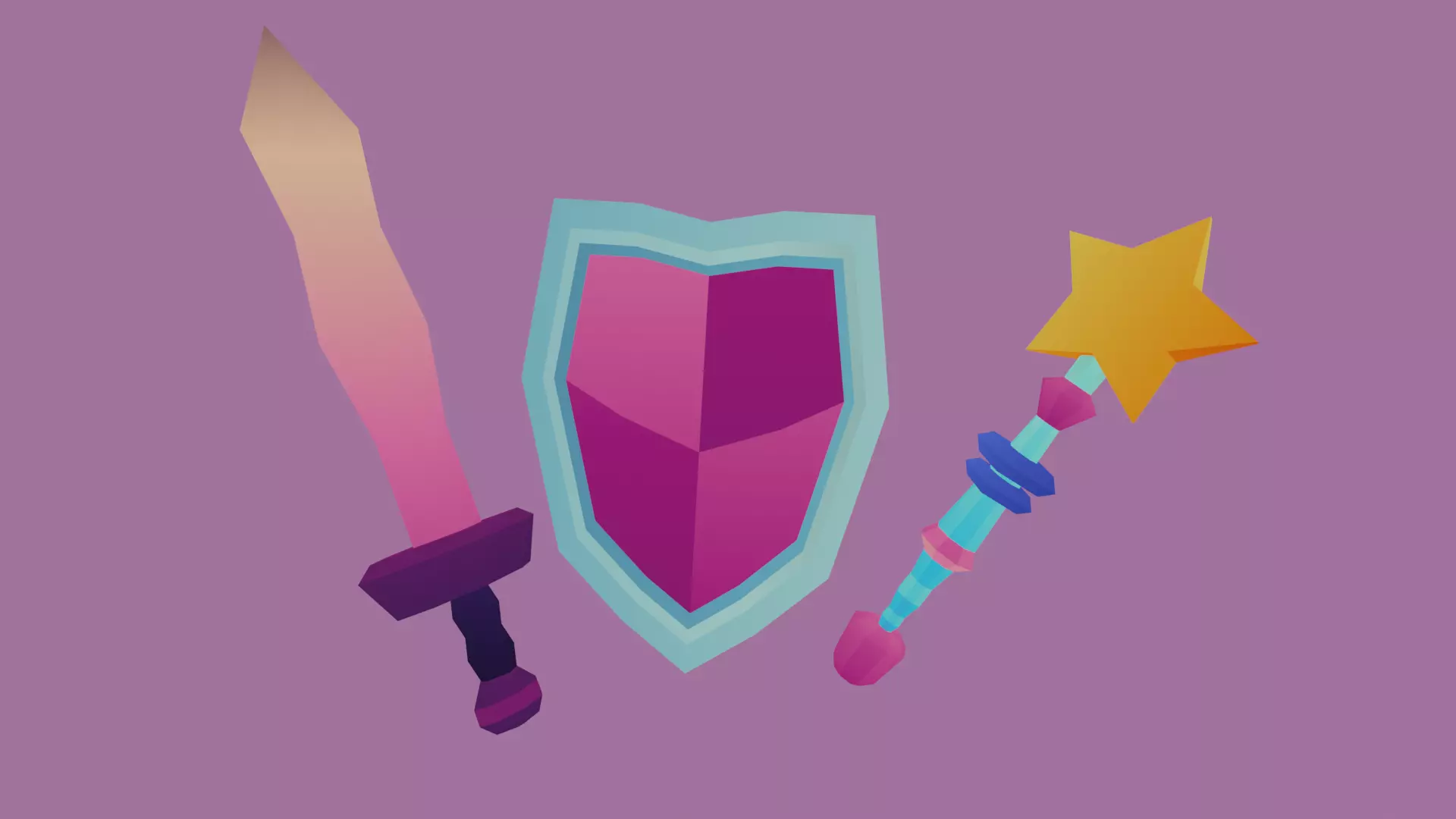 Swords and weapons Low-poly 3D model_0