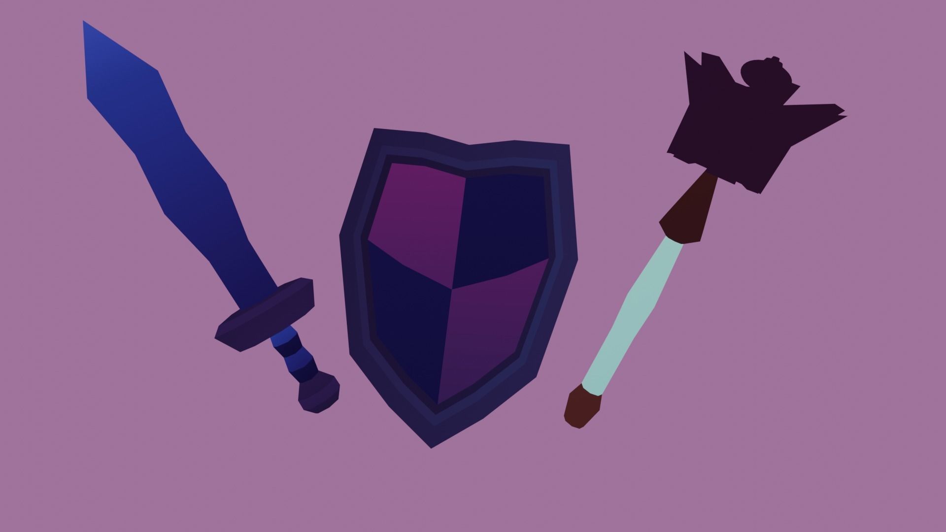 Swords and weapons Low-poly 3D model_1
